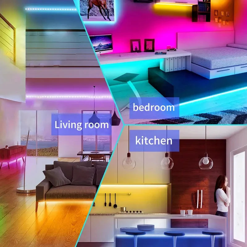 5050 RGB LED Strip Light with 44 Keys Remote Control, 5M 10M 20Mrgb Light Strip Self-Adhesive for Party Home Décor TV Backlight