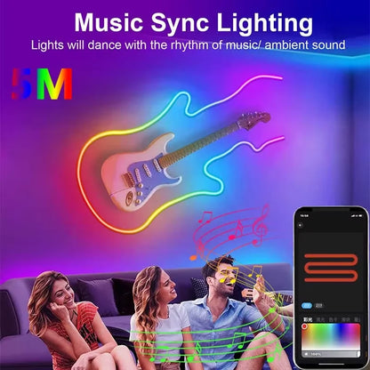 5V USB RGBIC Neon LED Strip,1/2/3/4/5M IP65 RGBIC Neon Lamp Tape with Bluetooth App and Remote for DIY Neon Deocoration Lighting