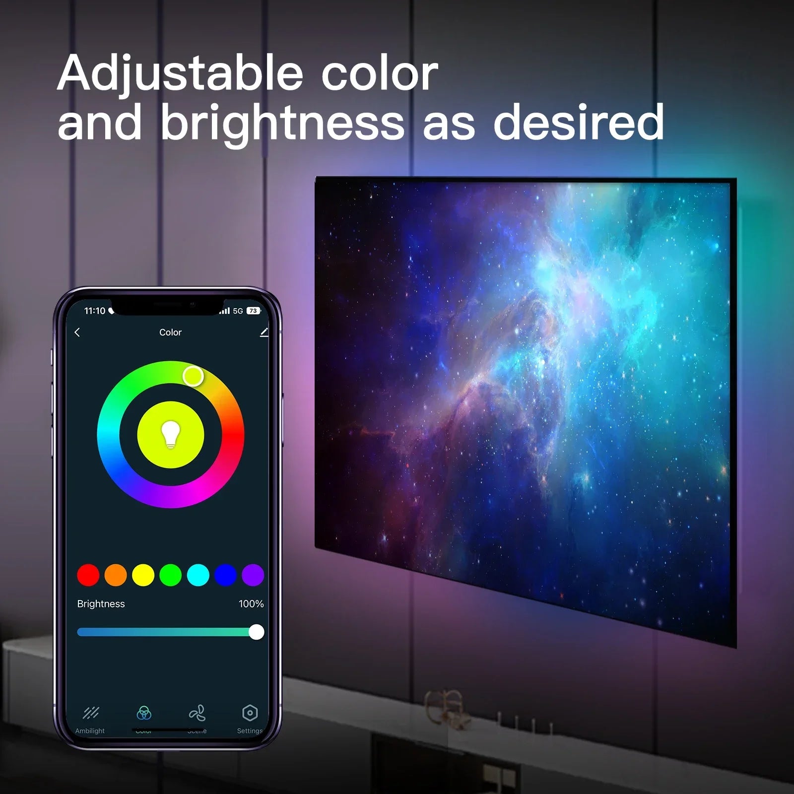 Wifi Smart Ambient Lighting TV Backlight HDMI 2.0 Device Sync Box Led Strip Lights Kit Alexa Voice Google Assistant Control