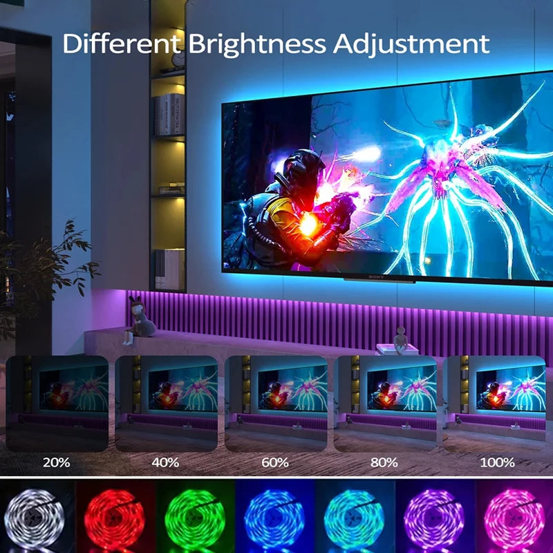 5050 RGB LED Strip Light with 44 Keys Remote Control, 5M 10M 20Mrgb Light Strip Self-Adhesive for Party Home Décor TV Backlight